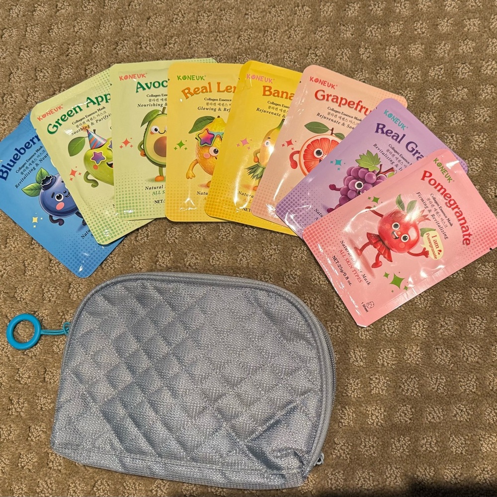 Koneuk Fruit Slice Face Mask Set with Quilted Pouch